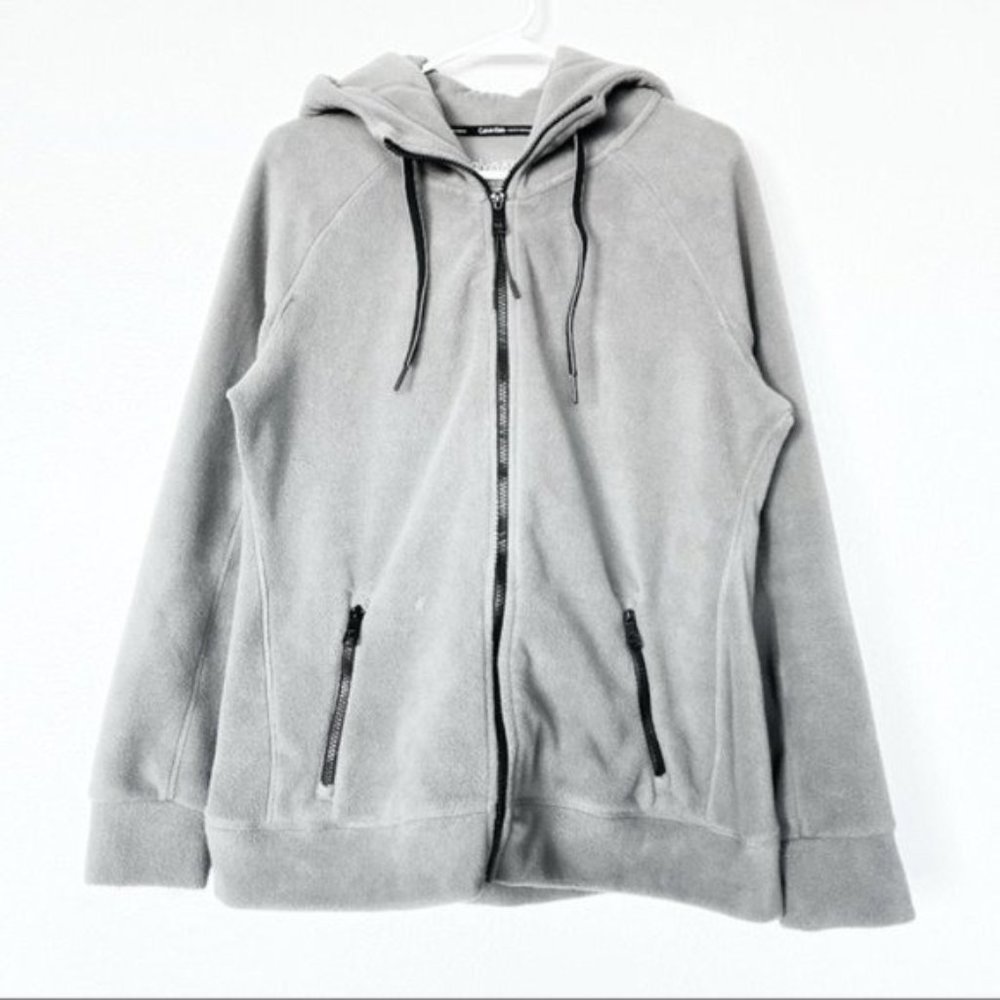 Calvin Klein Performance Gray Fleece Hooded Zip Up Sweatshirt
